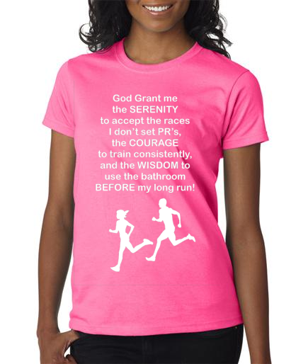 Running - Runners Serenity Prayer Ladies Safety Pink Cotton shirts